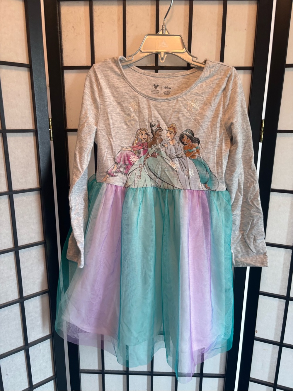 Disney Jumping Beans girls long sleeve gray rainbow princess dress size 5